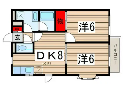 プランドール富士見台(2DK/1階)の間取り写真