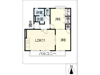 ファミール栄(2LDK/1階)の間取り写真