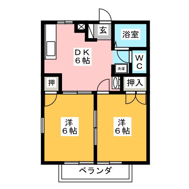 パークサイドナカセ(2DK/1階)の間取り写真