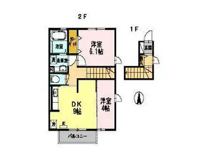 アウグーリオカーサ(2DK/2階)の間取り写真