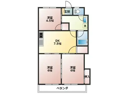 サンハイツK(3DK/2階)の間取り写真