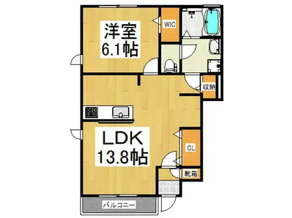 ローズガーデンII(1LDK/1階)の間取り写真