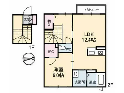 シャーメゾンKOBATAII(1LDK/2階)の間取り写真