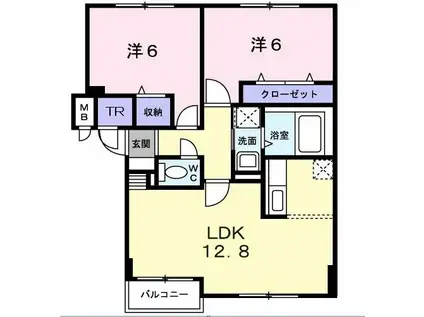 パルコ・プレッソI(2LDK/1階)の間取り写真