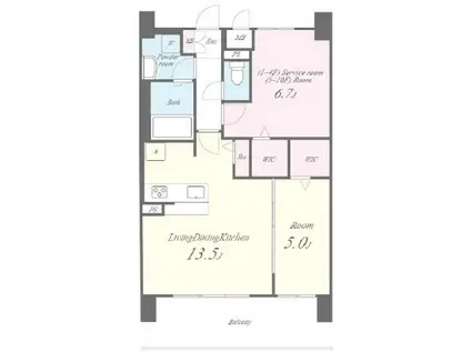 ディエスベアティ久宝寺口(2LDK/6階)の間取り写真