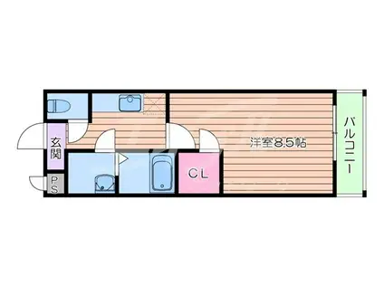 フジパレス吹田ウエストII番館(1K/3階)の間取り写真