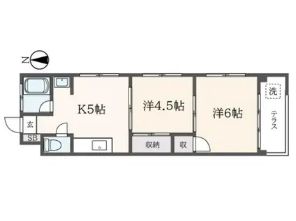 コーポアベ(2K/1階)の間取り写真