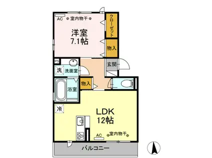 グリーンパーク早出町(1LDK/3階)の間取り写真
