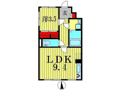 インパレス(1LDK/2階)の間取り写真