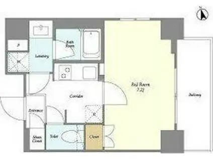 ウェルスクエア赤塚新町(1K/4階)の間取り写真