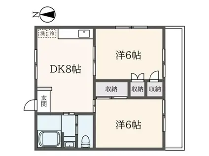 パルテール新百合丘(2DK/2階)の間取り写真
