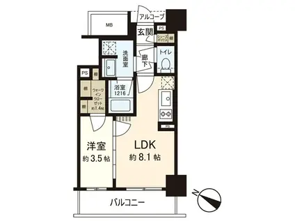 パークホームズ仙台中央(1LDK/4階)の間取り写真