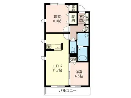 ベラビスタA(2LDK/1階)の間取り写真