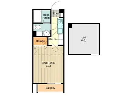 サンヴィアーレ アスカ(1K/1階)の間取り写真