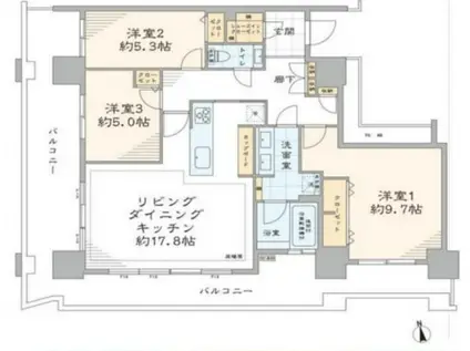 パークタワー品川ベイワード(3LDK/21階)の間取り写真