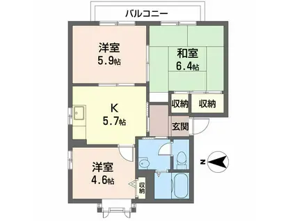 コスモス結崎A(3K/2階)の間取り写真