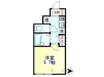 ROW HOUSE 南蒲田(1K/1階)の間取り写真