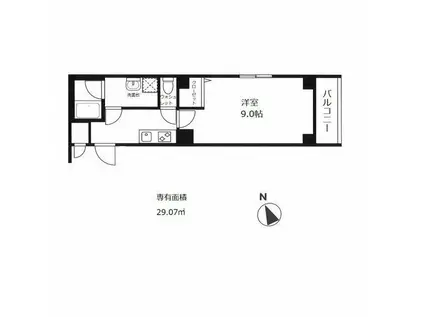 イル・フローラ越中島(1K/4階)の間取り写真