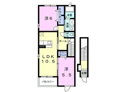シエスタ III(2LDK/2階)の間取り写真