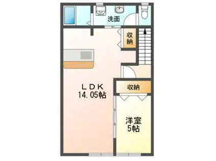 BLUE(1LDK/2階)の間取り写真