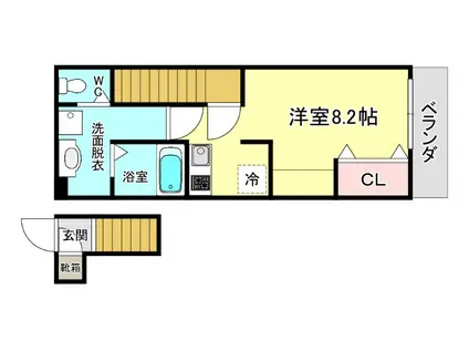 あんしん西宿(ワンルーム/2階)の間取り写真