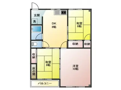 一萬里アパート(3DK/2階)の間取り写真