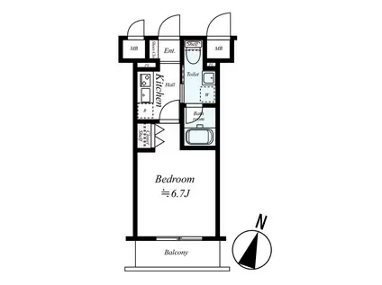 グリフィン武蔵中原(1K/10階)の間取り写真