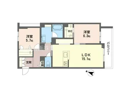 セントリビエ南平(2LDK/2階)の間取り写真