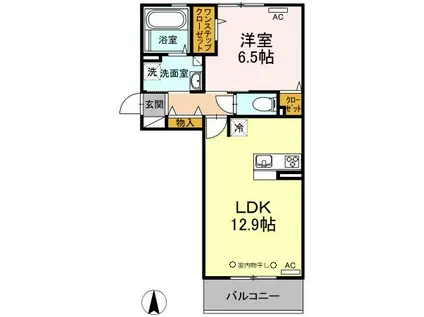 グランドラピネス(1LDK/2階)の間取り写真