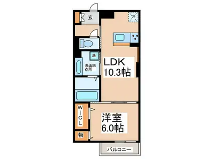 BRILLIANT(1LDK/1階)の間取り写真