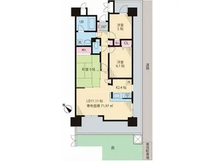 ライオンズガーデン町屋(3LDK/1階)の間取り写真