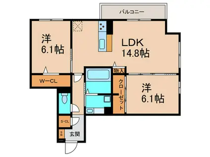 フルール(2LDK/3階)の間取り写真