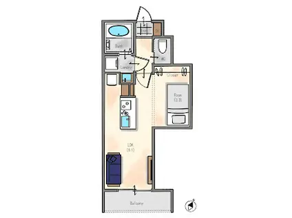 MAISON AOMI (ワンルーム/2階)の間取り写真