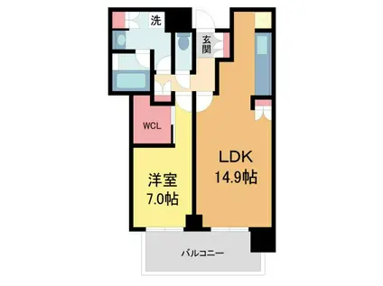 ジオタワー宝塚グランレジス 南棟(1LDK/4階)の間取り写真