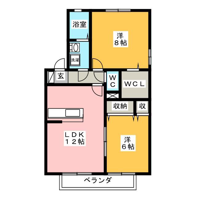 アメニティモア A(2LDK/2階)の間取り写真