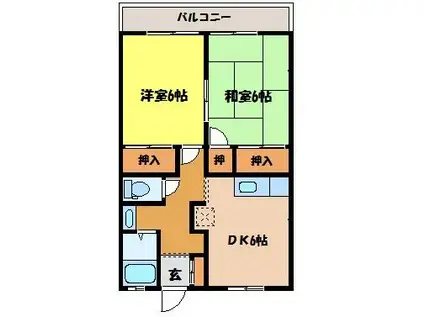 メゾンドソフィア御幸(2DK/2階)の間取り写真