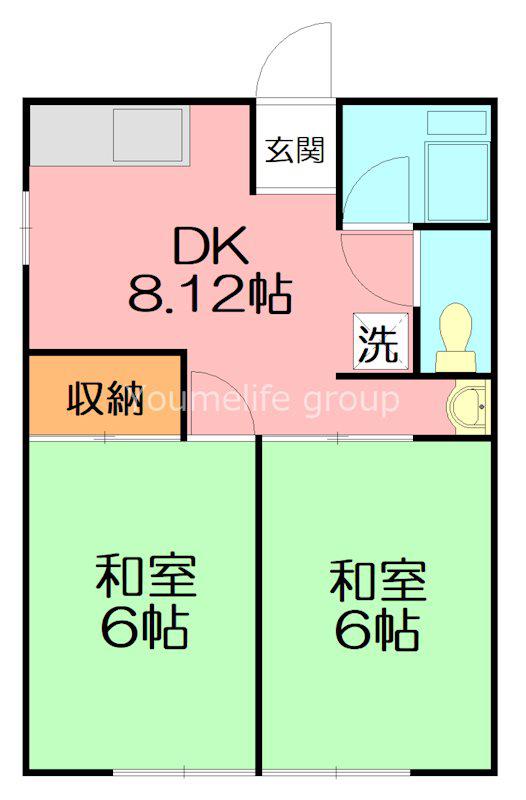 ゆめまるハイム(2DK/2階)の間取り写真