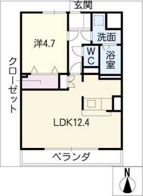 CASA DUO ノース(1LDK/3階)の間取り写真