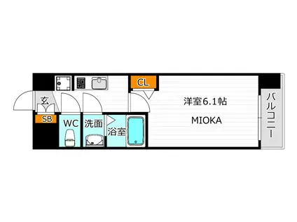 メインステージ天王寺サイドシティ(1K/3階)の間取り写真