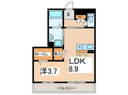 ユーハウス(1LDK/3階)の間取り写真