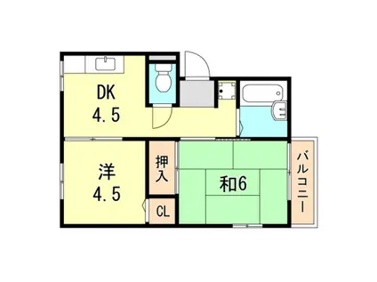 井辺ハイツ(2DK/3階)の間取り写真