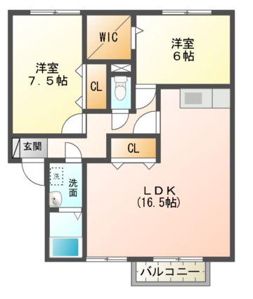 HARMONIA(2LDK/2階)の間取り写真
