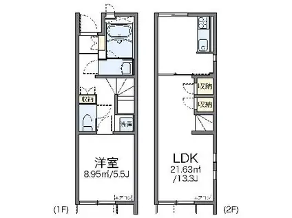 レオネクストリバーサイドII(1LDK/1階)の間取り写真