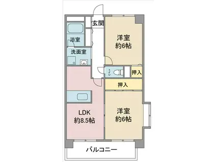 グランドメゾン黒川(2DK/4階)の間取り写真