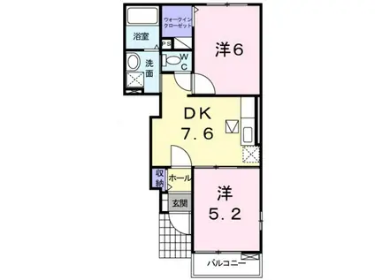 ベントルナータC(2DK/1階)の間取り写真