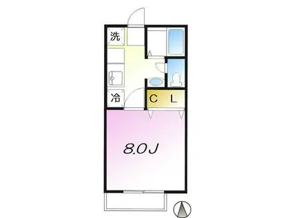 ヴェル・フルリール(1K/2階)の間取り写真