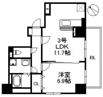 アリエス学研都市(1LDK/10階)の間取り写真