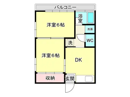 下地町豊岸アパート(2DK/2階)の間取り写真