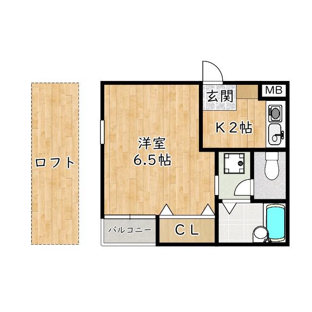 ハイツサンマルク(1K/2階)の間取り写真