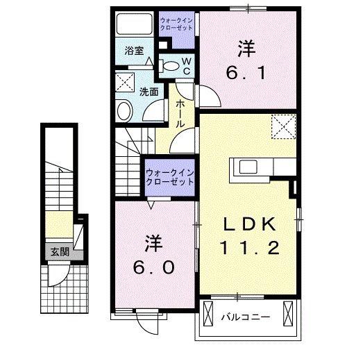 フランI(2LDK/2階)の間取り写真